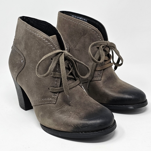 Clarks Artisan Gray Taupe Leather Alpine Lace Up Ankle Booties Womens Size 5.5 - Picture 11 of 11